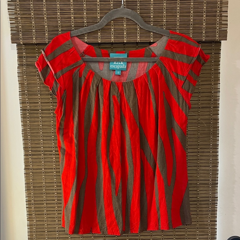 Escapada Red and Brown Striped Blouse